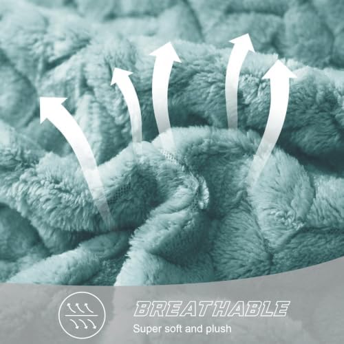 Exclusivo Mezcla Fleece Throw Blanket for Couch Sofa, 50”x70”, Celadon