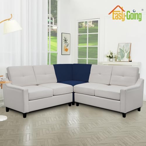 Easy-Going Stretch Soft Sectional Corner Sofa Couch Slipcover Navy