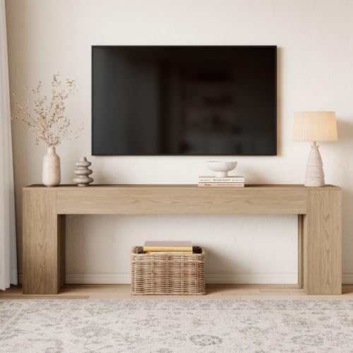 Epecoya 94.5 Inch Extra Long Console Table, Light Oak