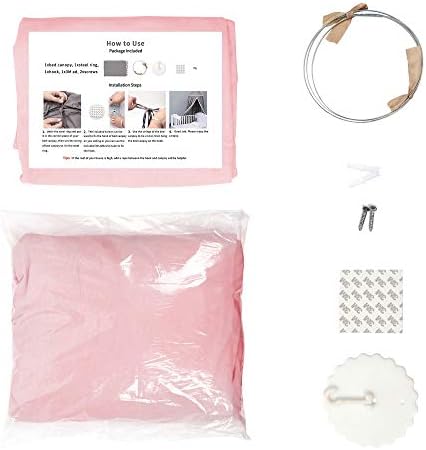 Bed Canopy with Frills Reading Nook Game Tent for Kids Boho Hanging Net Play Room Decor(Dusty Rose)