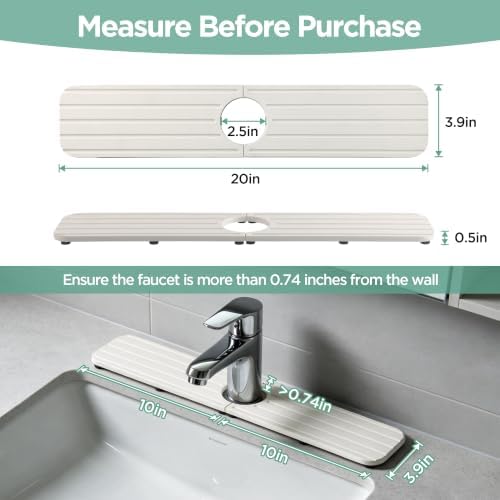 NiuYichee Faucet Mat for Kitchen Sink, Water Absorbing Diatomite Stone Tray