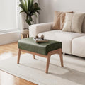 Modern Ottoman Foot Stool, Faux Leather Accent Sofa Footrest with Walnut Rubber Wood Frame, Ottoman Bench for Living Room Entryway Bedroom Sofa Seat, Hunter Green