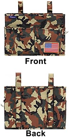 Surblue Bedside Caddy Hanging Organizer Storage Bag Pocket for Bunk, Hospital Beds, College Dorm Rooms, Baby Bed Rails, Wheelchair Side Bag, Camp Chairs, 4 Pockets and 2 Hooks (Small Jungle)