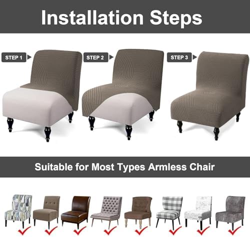 Eco-Ancheng Armless Chair Slipcover Removable Armless Accent Chairs Covers Washable Armless Slipper Chair Slipcover Printed Armless Chair Furniture Protector Covers for Living Dining Room Hotel,23