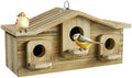 Auslar Bird House for Outside, 3 Hole Wooden Birdhouse for Outdoors Hanging