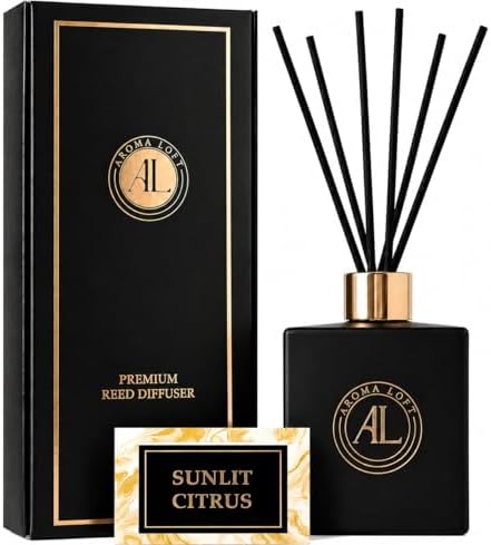 Black Reed Diffusers for Home | Premium Fragrance Diffuser | Reed Diffuser Sticks in Oil Set with Sunlit Citrus Scent | Smell Good Stuff | Long-Lasting Oil for Bathroom & Office (5 oz)