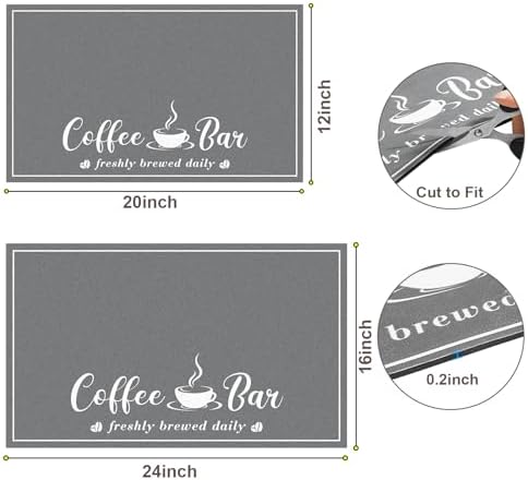 CooRug Fashion Coffee Mat, Dish Drying Mat 16" x 24" Dark Grey