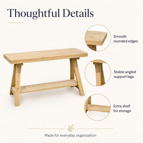 SwallowLiving Solid Wood Entryway Bench 30" Farmhouse A-Frame Shelf