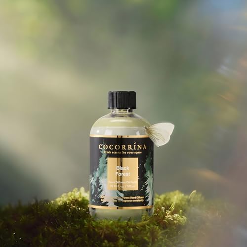 Cocorrína Reed Diffuser Refill Black Forest 10.15oz (300ml) with 8 Sticks - Premium Long-Lasting Floral Essential Oil, Home Fragrance for Bedroom, Bathroom Home Decor