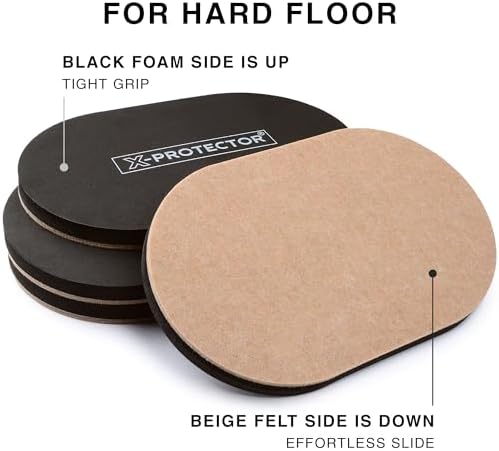 X-Protector Felt Furniture Sliders Hardwood Floors - 4 PCS 6" x 3 1/2"