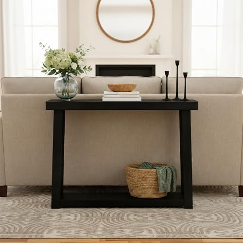 Plank+Beam Classic Console Table, with Shelf, 46 Inch, Black