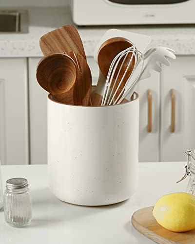 getstar Large Utensil Holder for Kitchen Counter,7.2" Vintage Ceramic Utensils Crocks Utensil Organizer for Spatula Farmhouse Kitchen Decor