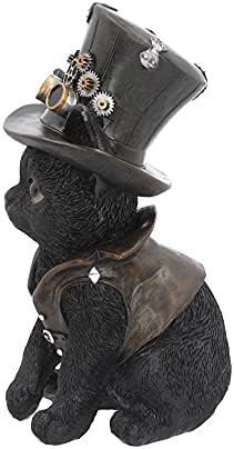 Nemesis Now Cogsmith's Steampunk Cat Adorable Black Cat with Leather Top Hat and Waistcoat, Hand-Painted Resin Figurine, Perfect for Steampunk Collectors, 18.5cm