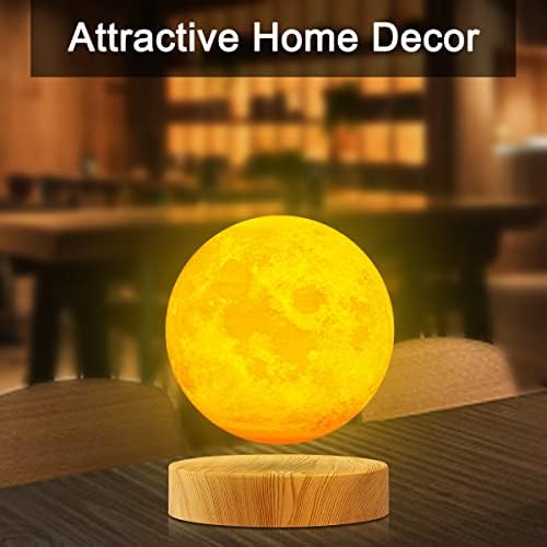 Levitating Moon Lamp,Floating and Spinning in Air Freely with 3D Printing LED Moon Light Has 3 Colors for Unique Gifts,Room Decor (3 Colors)