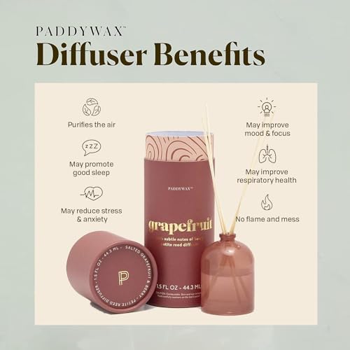 Paddywax Petite Reed Diffuser Set, Grapefruit, Rose, 1.5 oz
