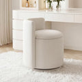 FOXHUNTER Vanity Stool with Storage, 360° Swivel Accent Chair,Velvet Beige