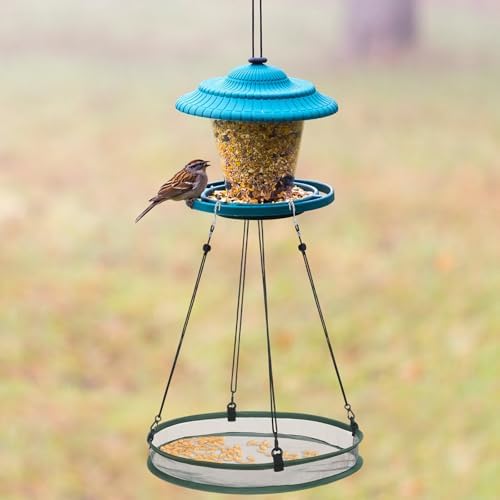 FoldTier 2 Pack 16 in Bird Feeders Seed Catcher for Outdoor, Hanging Tray