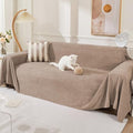 MEETSKY Washable Couch Cover for 2 Cushion Sofa, Cat Scratch Proof Sofa Covers Love Seat L Shape Soft Sectional Sofa Slipcover Furniture Protector for Dogs Pets Kids, 71" x 102", Khaki
