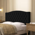 Furpopup Velvet Queen Size Headboard Only, Upholstered Wall Mount, Black