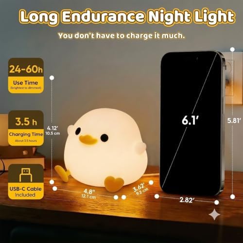 Amaredom DoDo Duck Night Light, Cute Silicone Duck Lamp for Baby Nursery