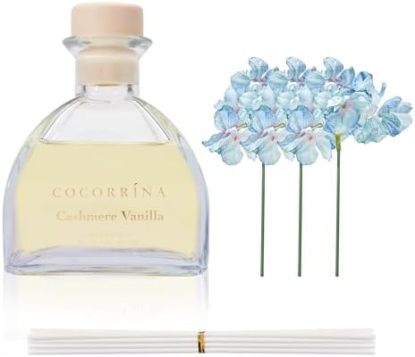 COCORRÍNA Reed Diffuser - 8.5 Oz Cashmere Vanilla Reed Diffuser with 8 Sticks for Home Bathroom Shelf Decor (Simple Luxe Collection)