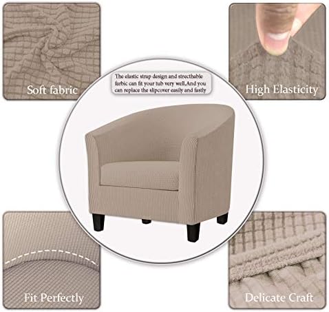 2 Piece Tub Chair Covers with Cushion Cover, Stretch Jacquard Furniture Cover,Armchair Protector Slipcover Removable Machine Washable (Camel)
