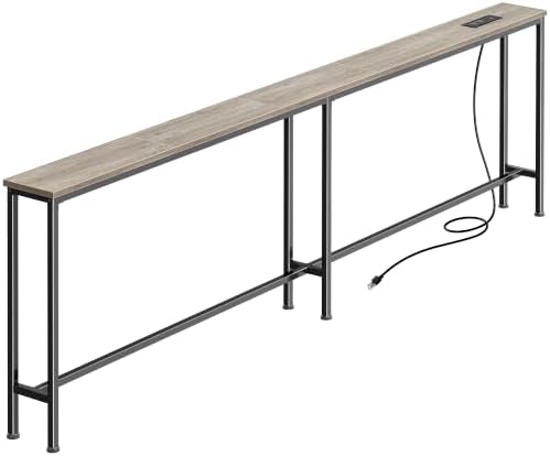 Huuger 78.7 Inch Console Table, Skinny Sofa Table with Charging Station