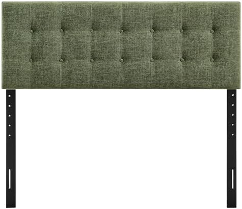 Modway Emily King Size Fabric Headboard in Foliage - Linen-Like Upholstery with Button Tufting and 7 Adjustable Height Positions