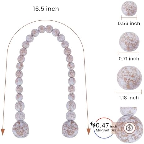 KLOGTSIND Magnetic Curtain Tiebacks, 6 Pack Wood Bead Curtain Holdbacks
