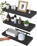 WALI Floating Shelves for Wall, 3 Tier Bathroom Storage Shelf Over Toilet, for Bedroom Bookshelf, Living Room Decor, Kitchen, Nursery, Laundry, Soundbar Floating Shelf Mount Under TV (CS103L), Black