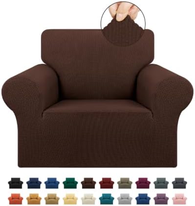 KEKUOU Stretch Chair Sofa Slipcover, Single Couch Cover,Chocolate