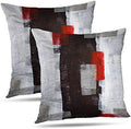 Throw Pillow Covers for Couch, 18x18 Inch, Set of 2, Grey Red