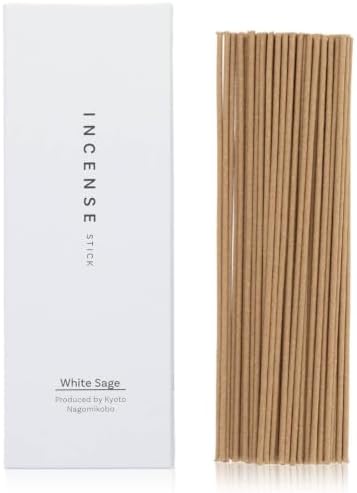 Kyoto White Sage Incense Sticks - Japanese Aroma, Ideal for Relaxation & Meditation, Approx. 60 Sticks (0.044 Pounds) - Premium Quality Incense for Spiritual & Home Use Nagomikobo