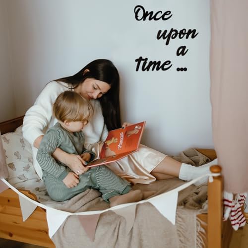 Once Upon a Time Wood Sign, Black Kids Reading Corner Nursery Wall Decor