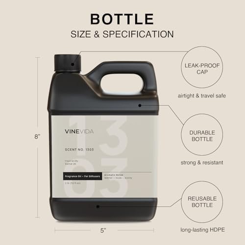 VINEVIDA [32 Fl Oz] Scent NO. 1303 Fragrance Oil for Cold Air Diffusers, Aromatic Notes of Leather Musk Sandalwood, Essential Oils for Diffuser Oil Refill & Air Freshener Room Spray