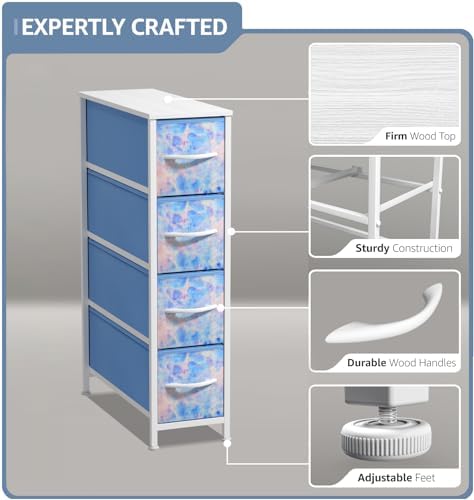 Sorbus 4-Drawer Narrow Dresser for Bedroom (Pastel Tie-dye)