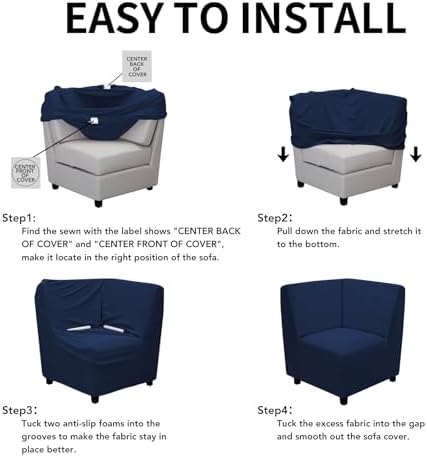 Easy-Going Stretch Soft Sectional Corner Sofa Couch Slipcover Navy