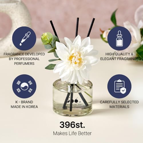 396 st. Dahlia Flower Reed Diffuser, Red Rose, 200ml(6.7oz) / Reed Diffuser Sets, Home Fragrance, Scented Oils, Home & Bathroom Décor