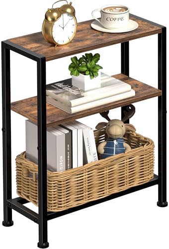 Narrow Side Table, 2-Tier Small End Table, Slim Nightstand