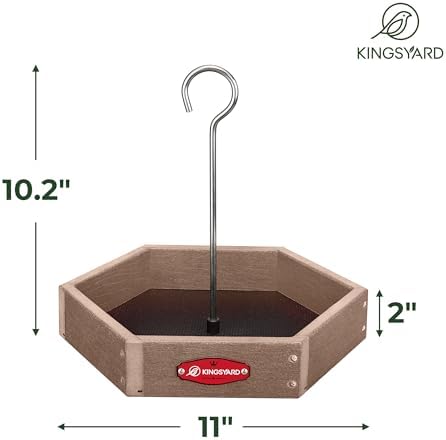 Kingsyard Hanging Platform Bird Feeder for Outdoors, Deep Tray, Brown