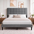Marsail Upholstered Queen Bed Frame with Headboard, Modern Grey Bed Frame