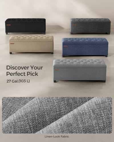SONGMICS Storage Ottoman Bench, Foot Rest with Legs, Load up to 661.4 lb