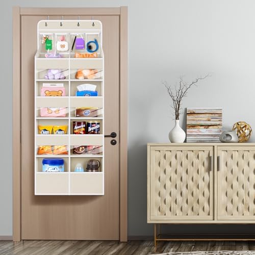 Univivi Upgraded Over Door Organizer for Baby Stuff, Beige Pattern, 5-Shelf