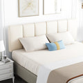 HAOBO Home Upholstered King Headboard Only, Modern Faux Leather Panel White