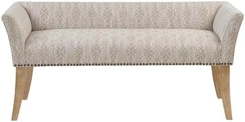 Madison Park Accent Bench for Living Room, Upholstered with Nailhead Trim, & Padded Seat Entryway Bench Small, End of Bed Bench with Back, 49.5" W x 19.25" D x 23" H, Taupe Multi