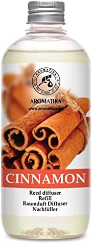 Cinnamon Reed Diffuser Refill with Natural Essential Cinnamon Oil 17 oz - Fresh & Long Lasting Fragrance - Best for Aromatherapy - Home - Office - Fitness Club - Restaurant - Boutique