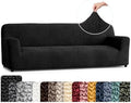 PAULATO Premium Stretch Couch Covers for Sofa - Sofa Chair Cover Washable, Dogs & Pets Friendly - Elastic Polyester Loveseat Slipcovers - Non-Slip Love Seat Couch Covers - Black (86"-120" Wide)