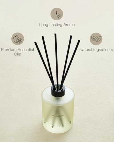 M&SENSE Reed Diffuser Set, Coconut Lime, 17 oz Natural Essential Oil