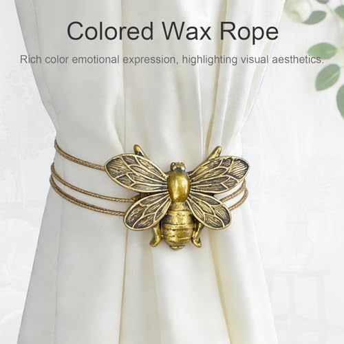 Bronze Flying Bee Magnetic Curtain Tiebacks - 2 Pack Resin Holdbacks