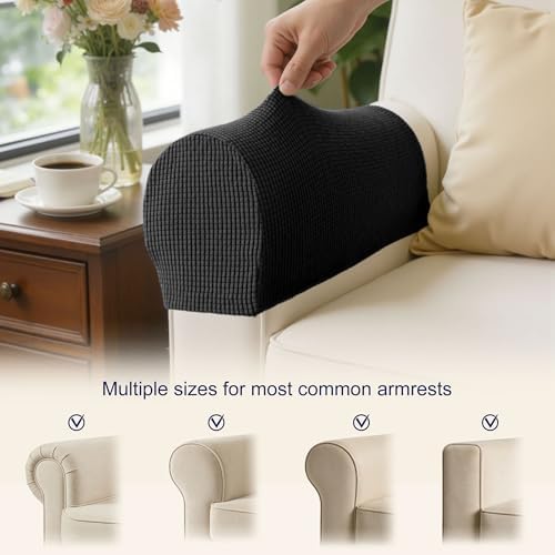 SUBRTEX Stretch Couch Arm Covers Set of 2, Non-Slip Sofa Armrest Slipcovers